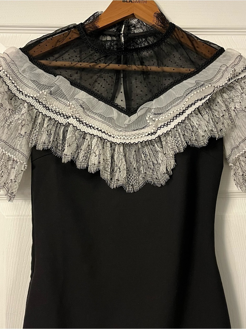 Self Portrait NWT Lace Pleated Trim Mini Dress - Picture 2 of 10